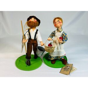 NWT Annalee Mr. and Mrs. Farmer 10" Felt Figures 2883 2884 Thanksgiving Farm